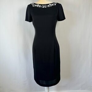Maska Silk Dress Womens 6 Black Hand Embroiderey Formal Minimalist Quiet Luxury‎